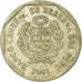 Coin, Peru, 50 Centimos, 2001, Lima, EF(40-45), Copper-Nickel-Zinc, KM:307.3