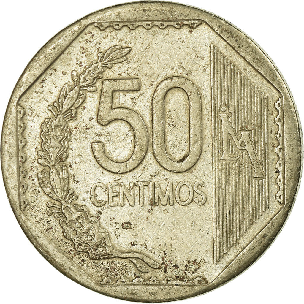 Coin, Peru, 50 Centimos, 2001, Lima, EF(40-45), Copper-Nickel-Zinc, KM:307.3
