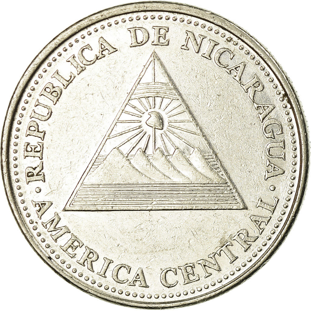 Moneda, Nicaragua, Cordoba, 2002, MBC, Níquel recubierto de acero, KM:101
