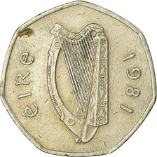 Coin, IRELAND REPUBLIC, 50 Pence, 1981, EF(40-45), Copper-nickel, KM:24