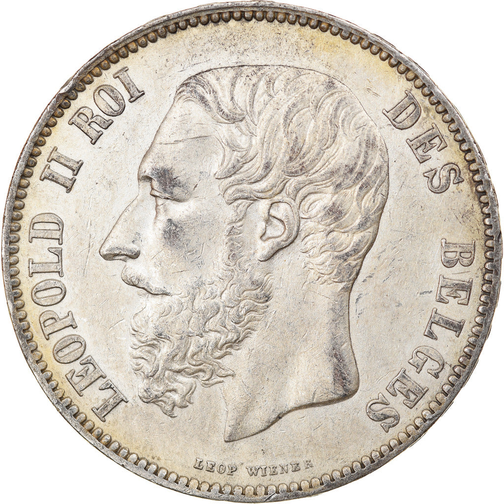 Coin, Belgium, Leopold II, 5 Francs, 5 Frank, 1868, AU(50-53), Silver, KM:24