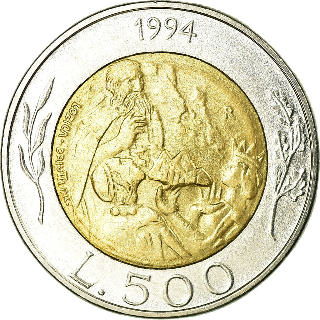 Coin, San Marino, 500 Lire, 1994, Rome, AU(55-58), Bi-Metallic, KM:314