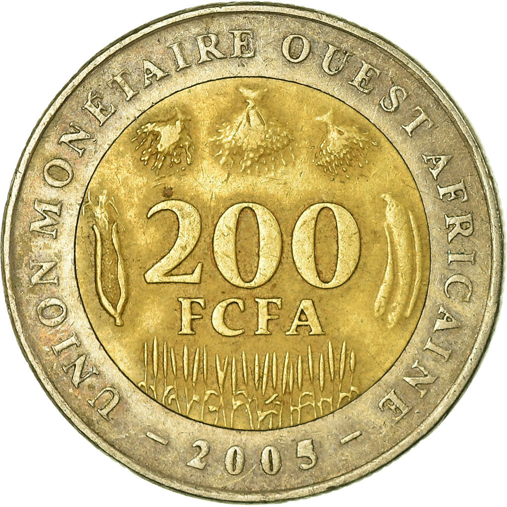 Coin, West African States, 200 Francs, 2005, EF(40-45), Bi-Metallic, KM:14