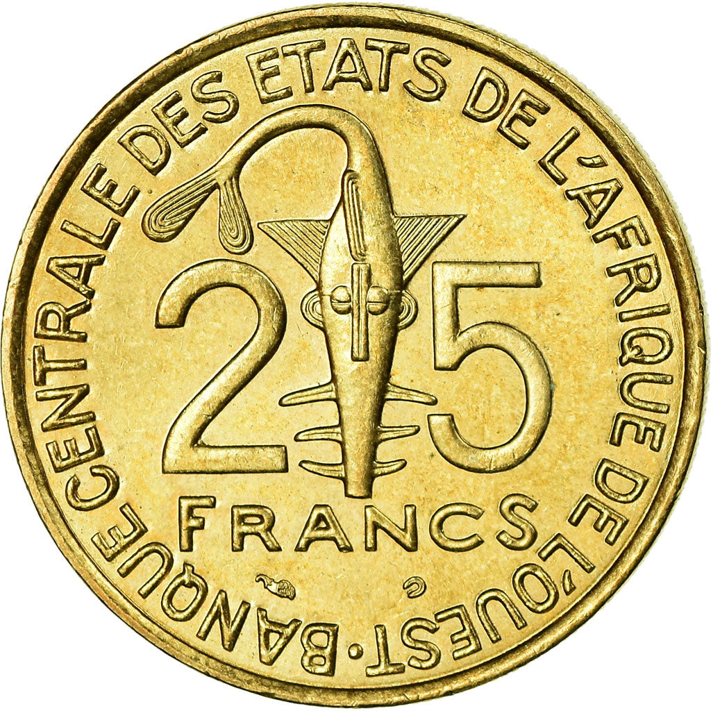 Coin, West African States, 25 Francs, 2002, EF(40-45), Aluminum-Bronze, KM:9