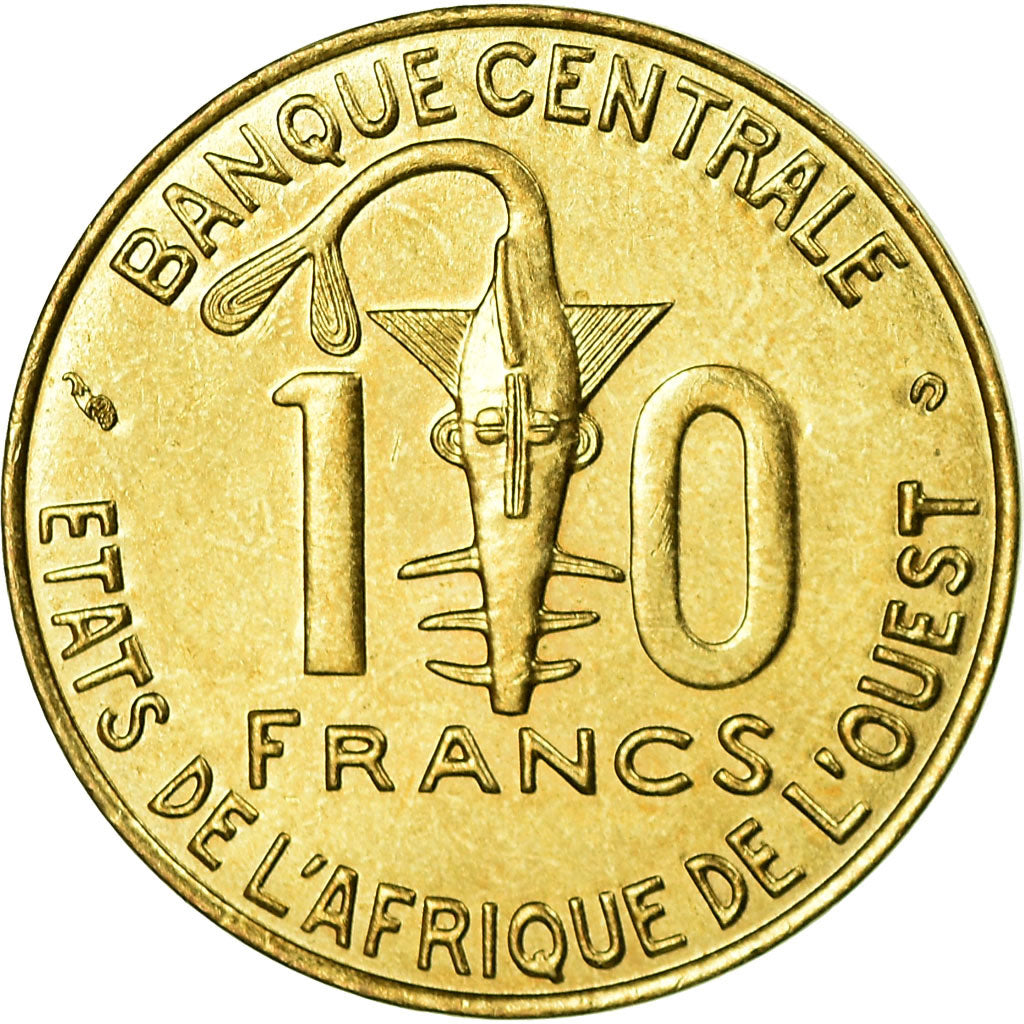 Coin, West African States, 10 Francs, 2001, Paris, EF(40-45), Aluminum-Bronze