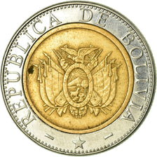 Coin, Bolivia, 5 Bolivianos, 2001, EF(40-45), Bi-Metallic, KM:212