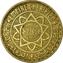 Coin, Morocco, Mohammed V, 5 Francs, 1945, Paris, EF(40-45), Aluminum-Bronze