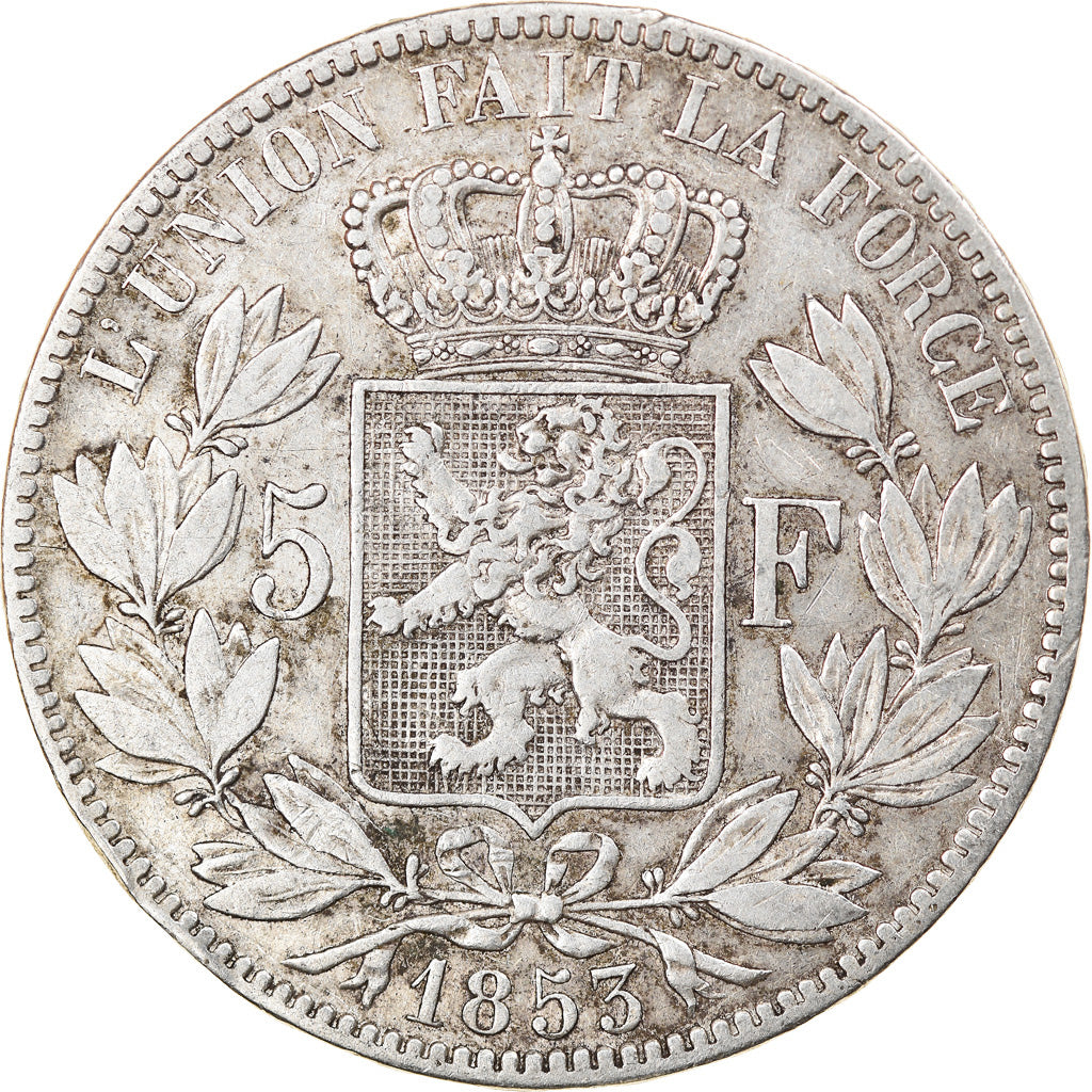 Coin, Belgium, Leopold I, 5 Francs, 5 Frank, 1853, VF(30-35), Silver, KM:17