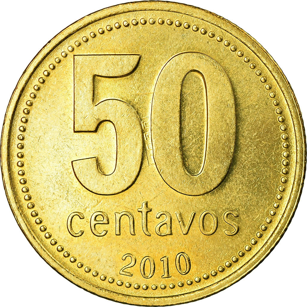Moneda, Argentina, 50 Centavos, 2010, Buenos Aires, MBC, Aluminio - bronce