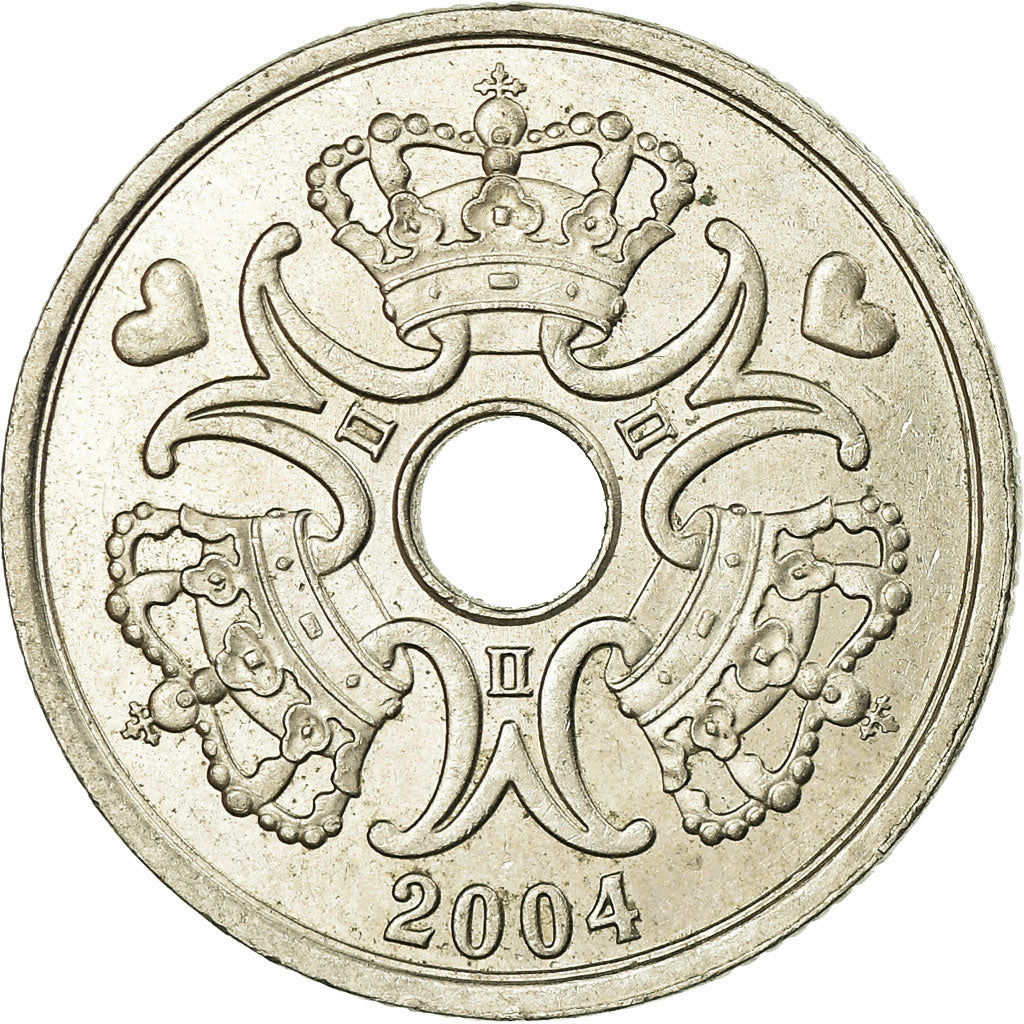 Moneta, Danimarca, Margrethe II, 2 Kroner, 2004, Brondby, BB, Rame-nichel