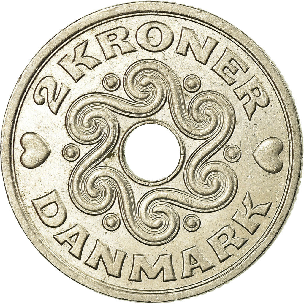 Moneta, Danimarca, Margrethe II, 2 Kroner, 2004, Brondby, BB, Rame-nichel