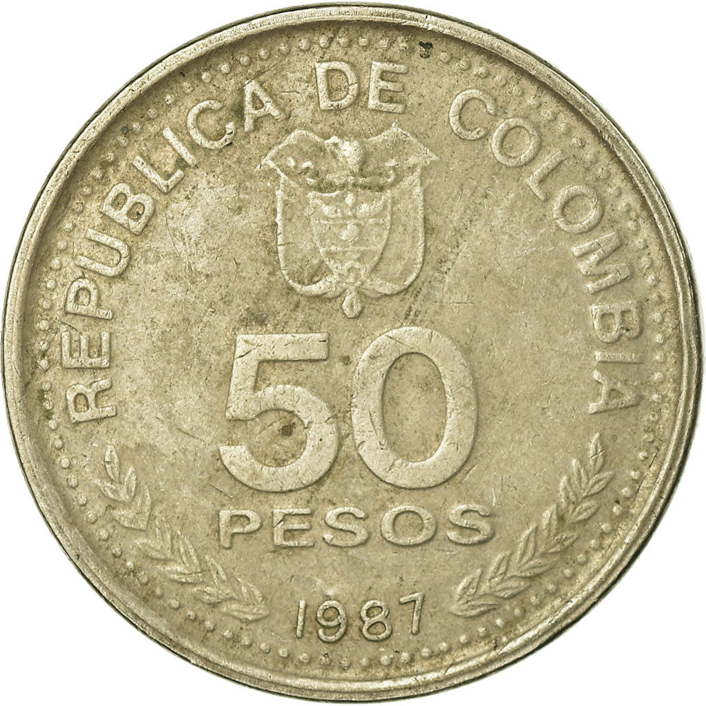 Coin, Colombia, 50 Pesos, 1987, VF(30-35), Copper-nickel, KM:272