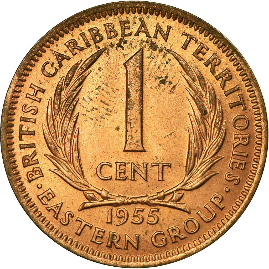 Coin, East Caribbean States, Elizabeth II, Cent, 1955, AU(55-58), Bronze, KM:2