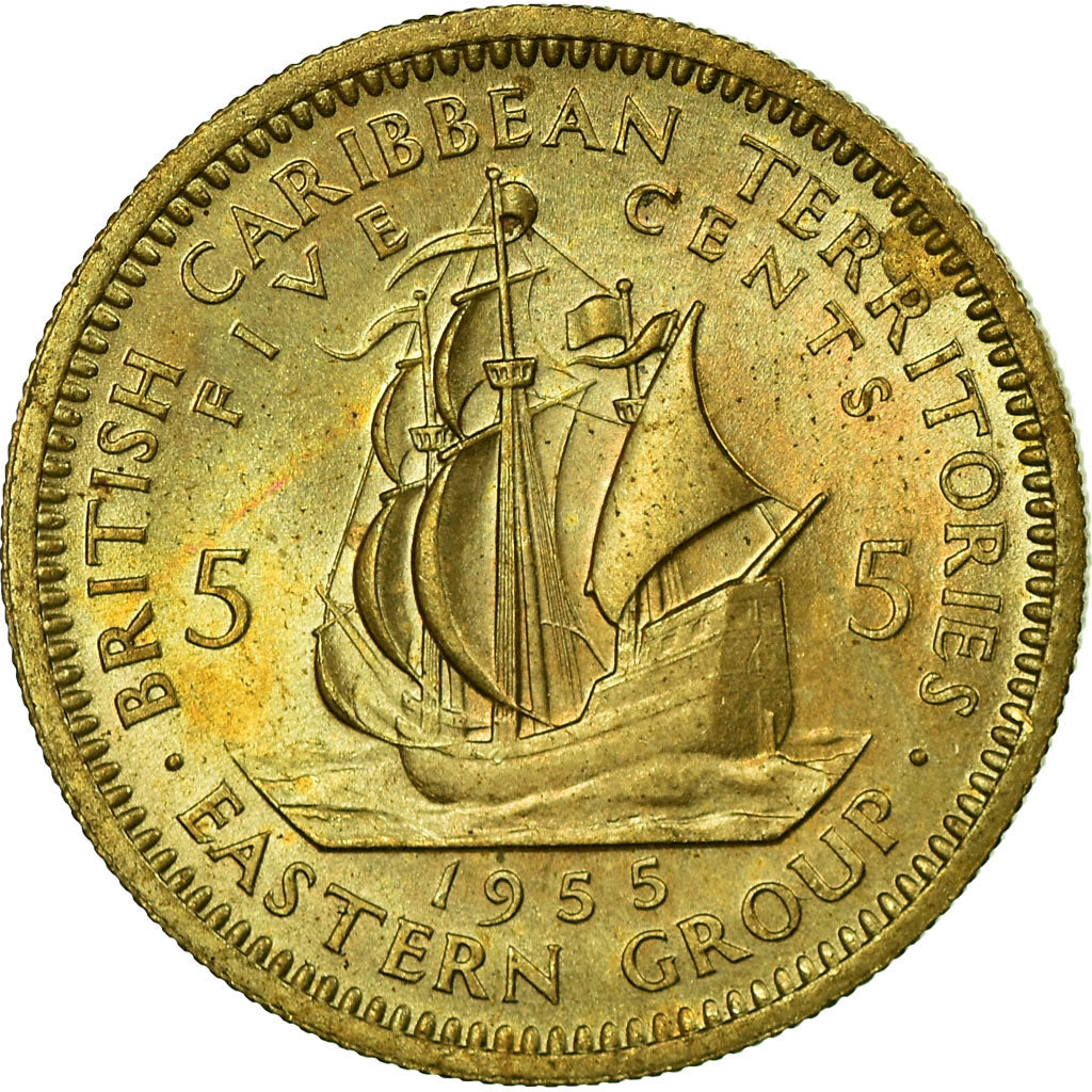 Coin, East Caribbean States, Elizabeth II, 5 Cents, 1955, AU(55-58)