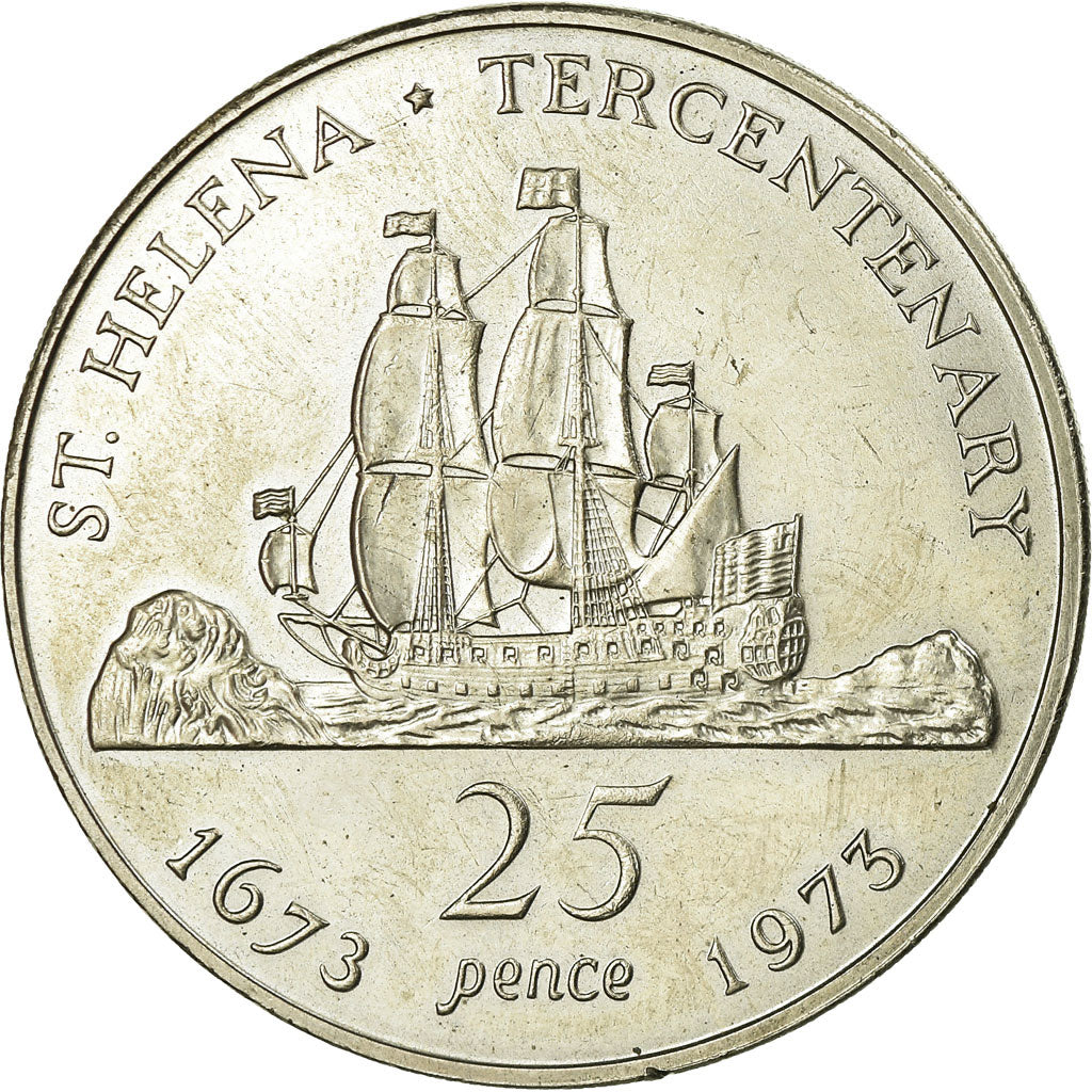 Coin, Saint Helena, Elizabeth II, 25 Pence, Crown, 1973, AU(55-58)