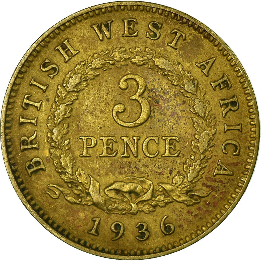 Münze, BRITISH WEST AFRICA, George V, 3 Pence, 1936, SS, Tin-Brass, KM:10b