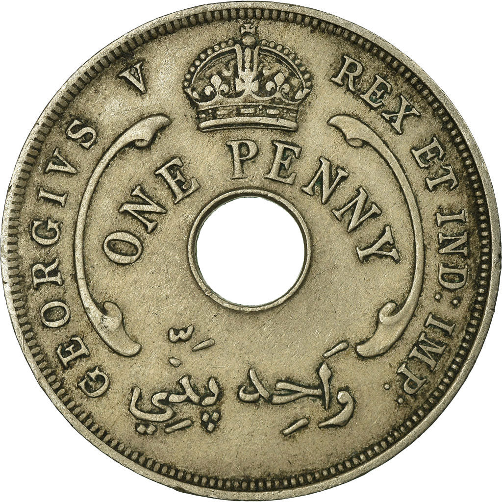 Coin, BRITISH WEST AFRICA, George V, Penny, 1933, EF(40-45), Copper-nickel, KM:9