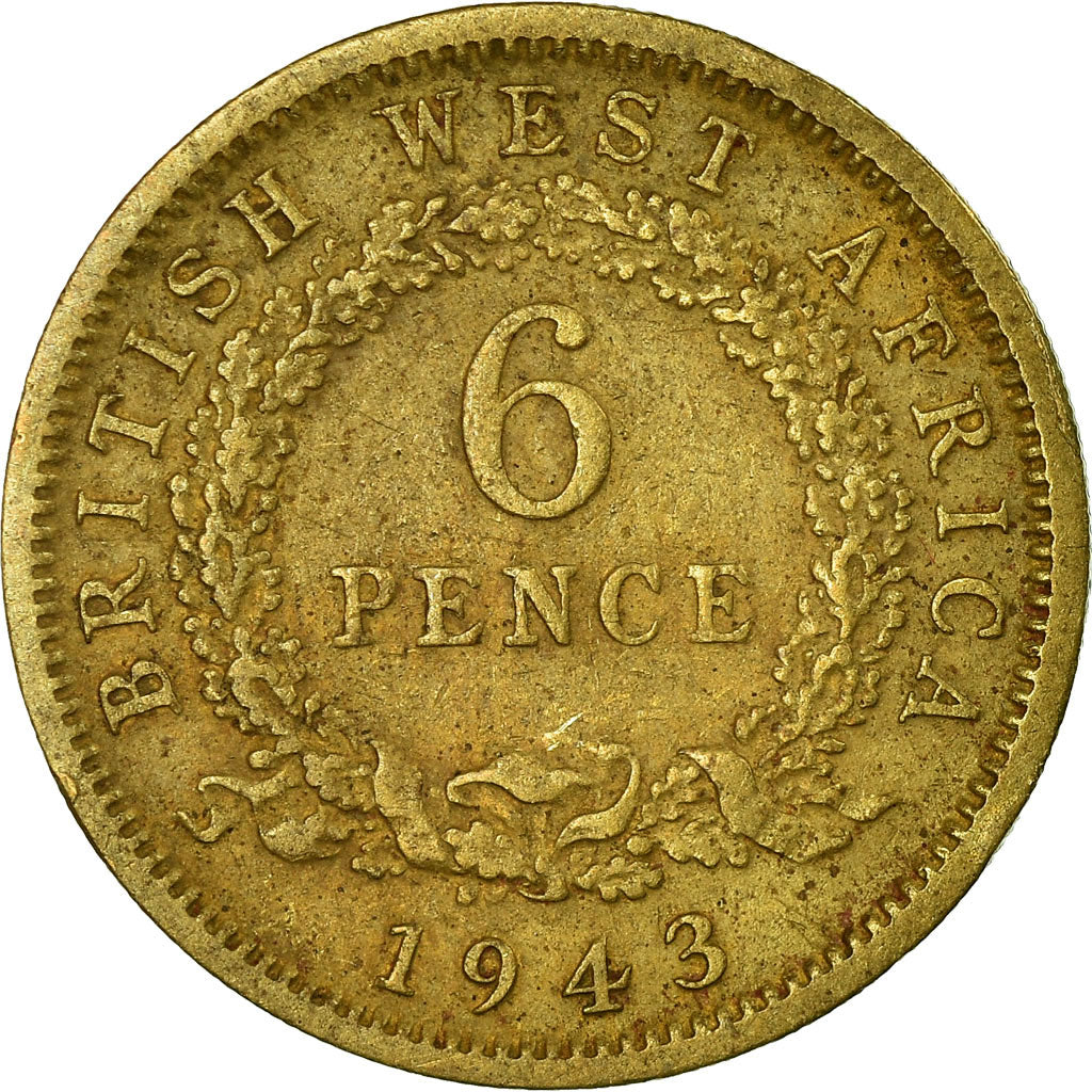 Coin, BRITISH WEST AFRICA, George VI, 6 Pence, 1943, EF(40-45), Nickel-brass