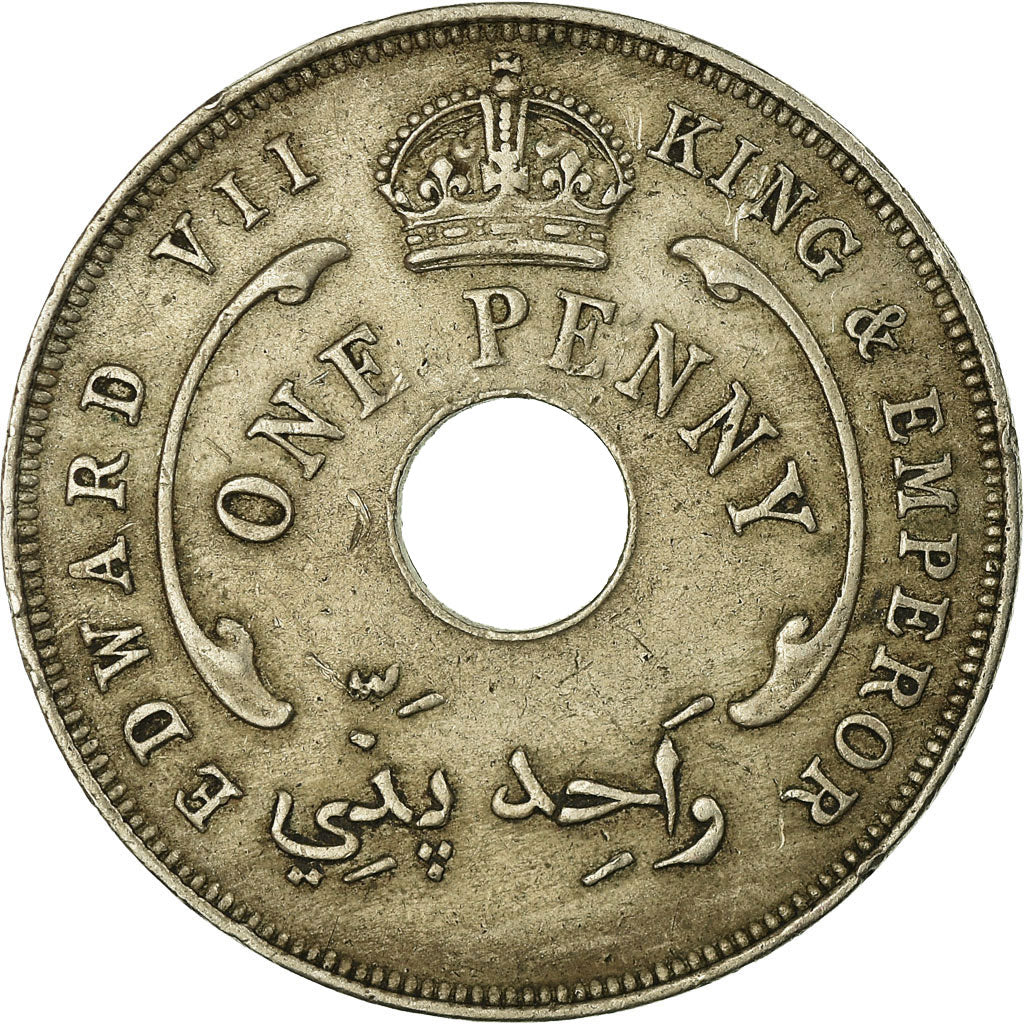 Coin, BRITISH WEST AFRICA, Edward VII, Penny, 1908, EF(40-45), Copper-nickel