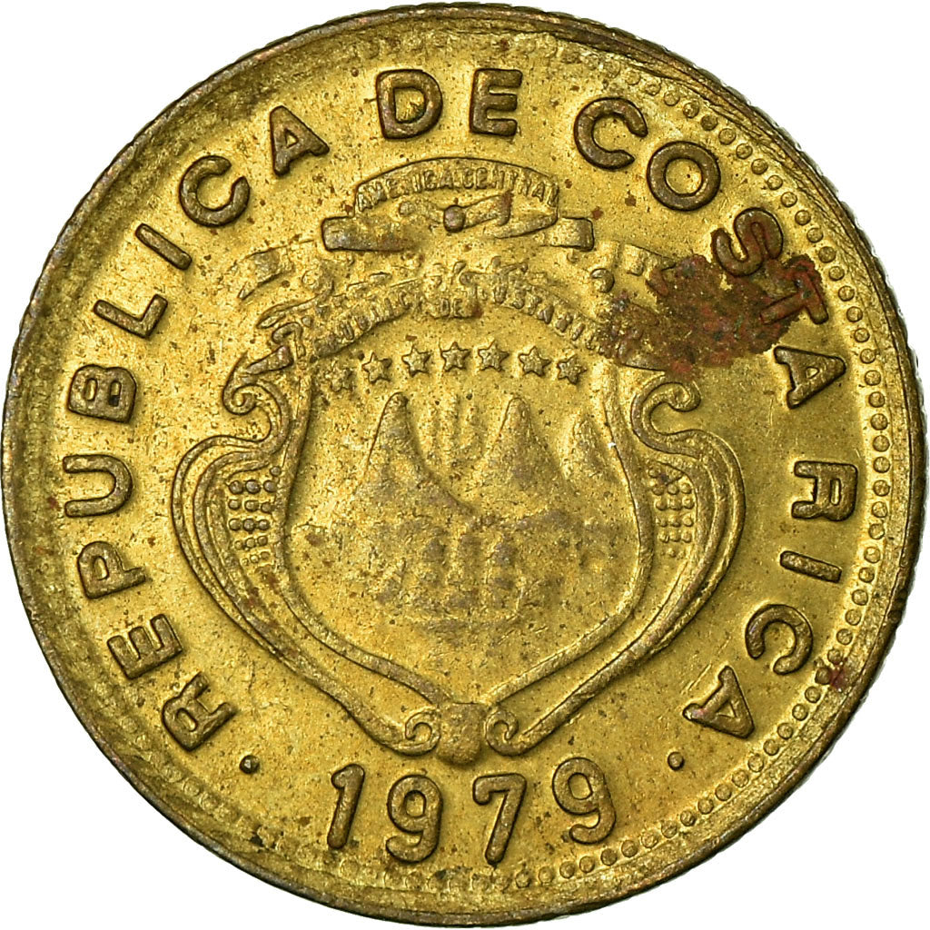 Coin, Costa Rica, 5 Centimos, 1979, Guatemala Mint, EF(40-45), Brass, KM:184.3a