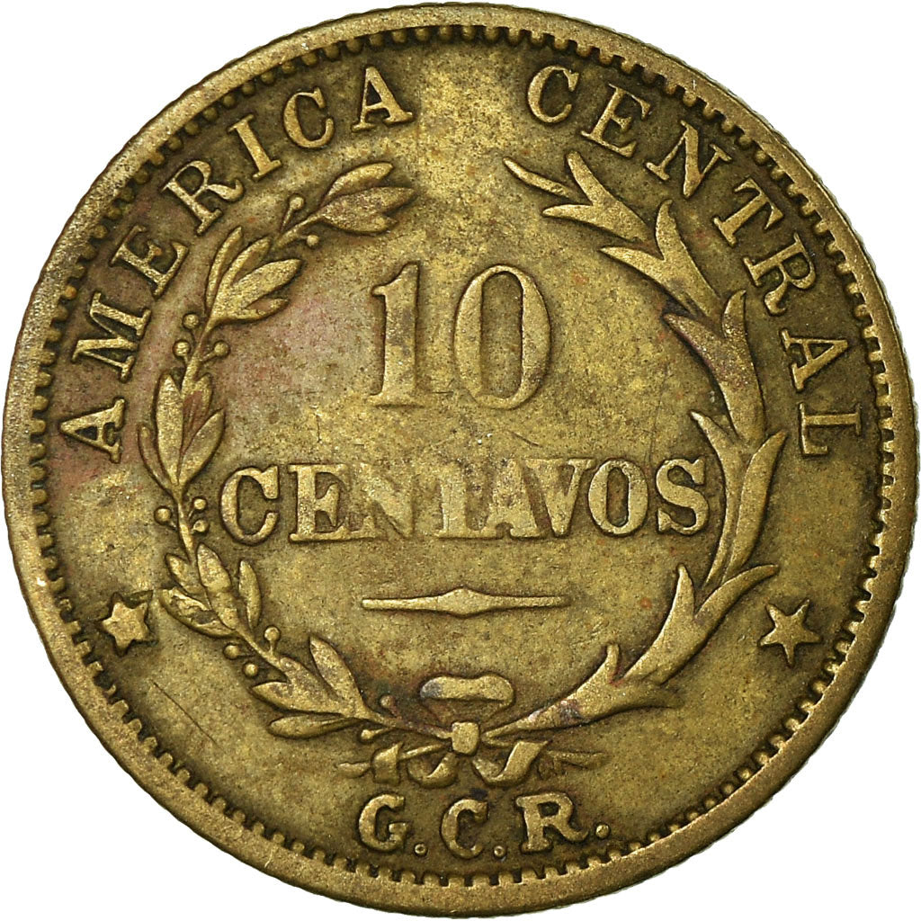 Coin, Costa Rica, 10 Centavos, 1919, VF(20-25), Brass, KM:149.2