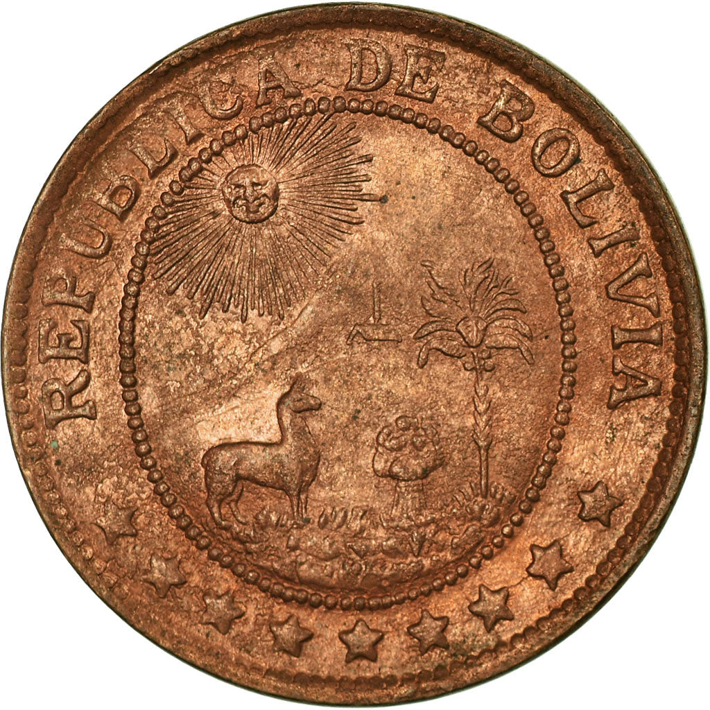 Coin, Bolivia, 50 Centavos, 1/2 Boliviano, 1942, EF(40-45), Bronze, KM:182a.1