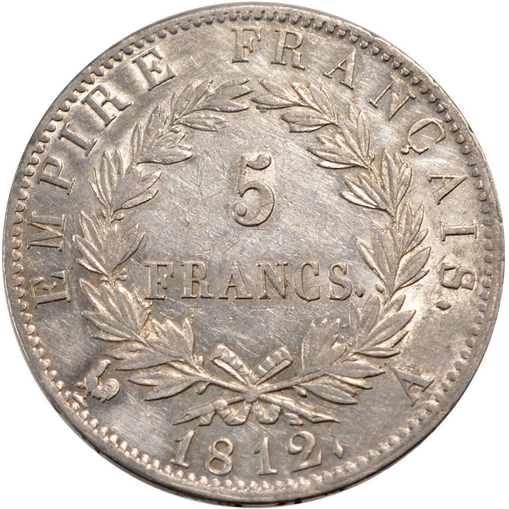 FRANCE, Napoléon I, 5 Francs, 1812, Paris, KM #694.1, AU(50-53), Silver, Gadoury