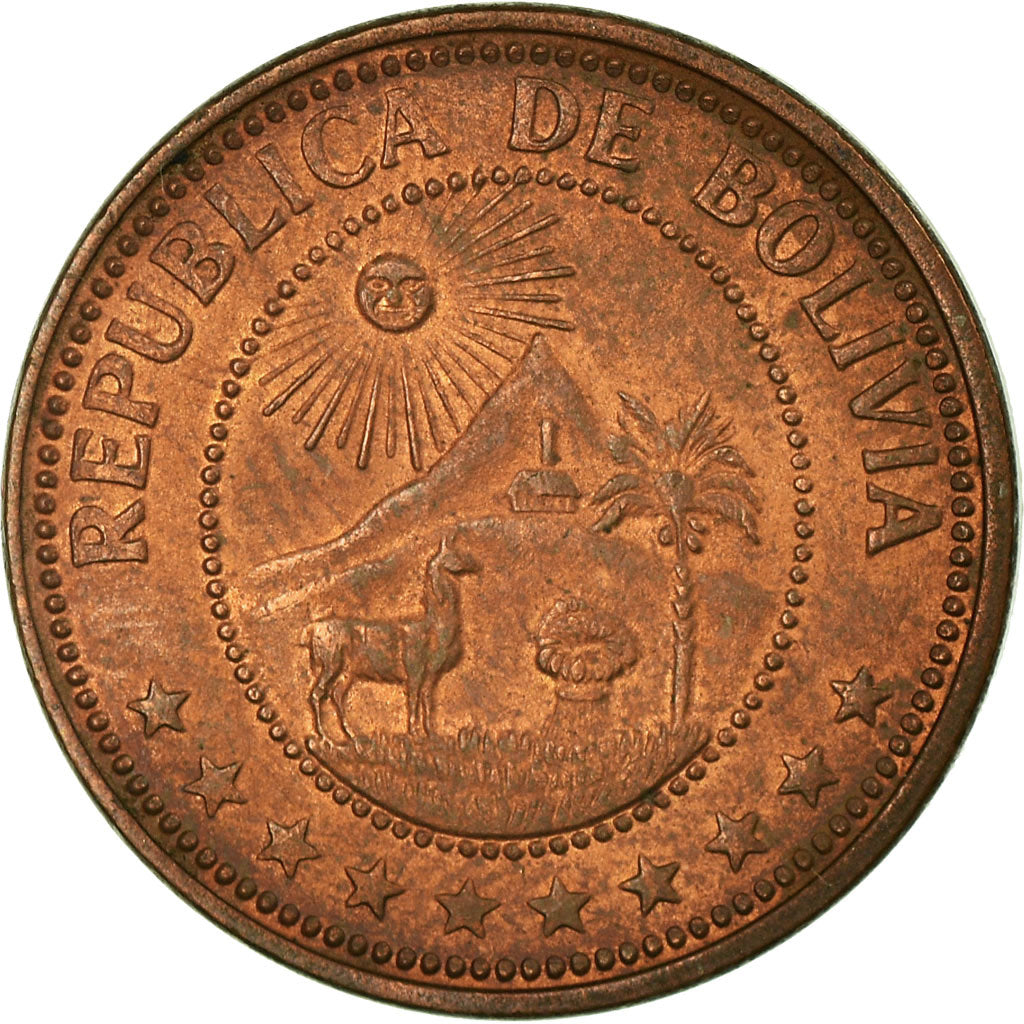 Moneda, Bolivia, 10 Centavos, 1969, MBC, Cobre recubierto de acero, KM:188