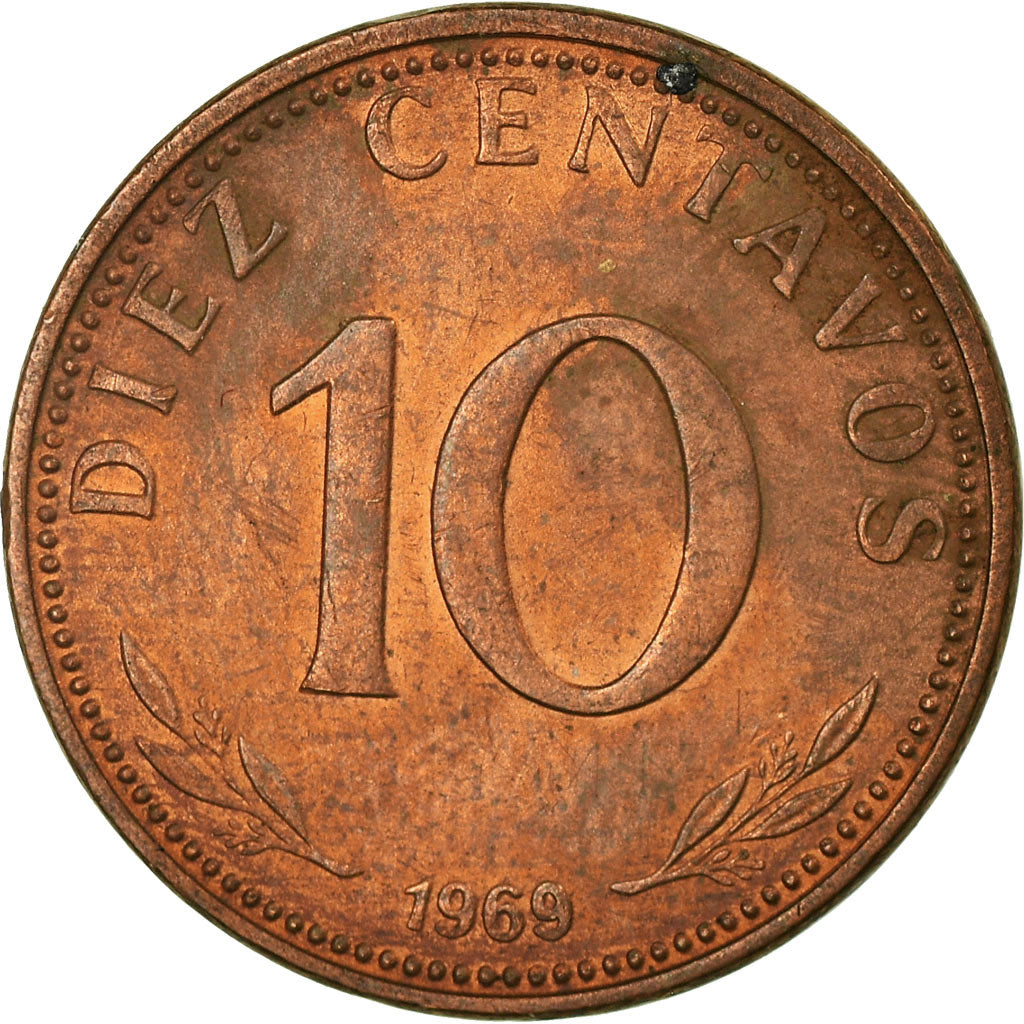 Moneda, Bolivia, 10 Centavos, 1969, MBC, Cobre recubierto de acero, KM:188