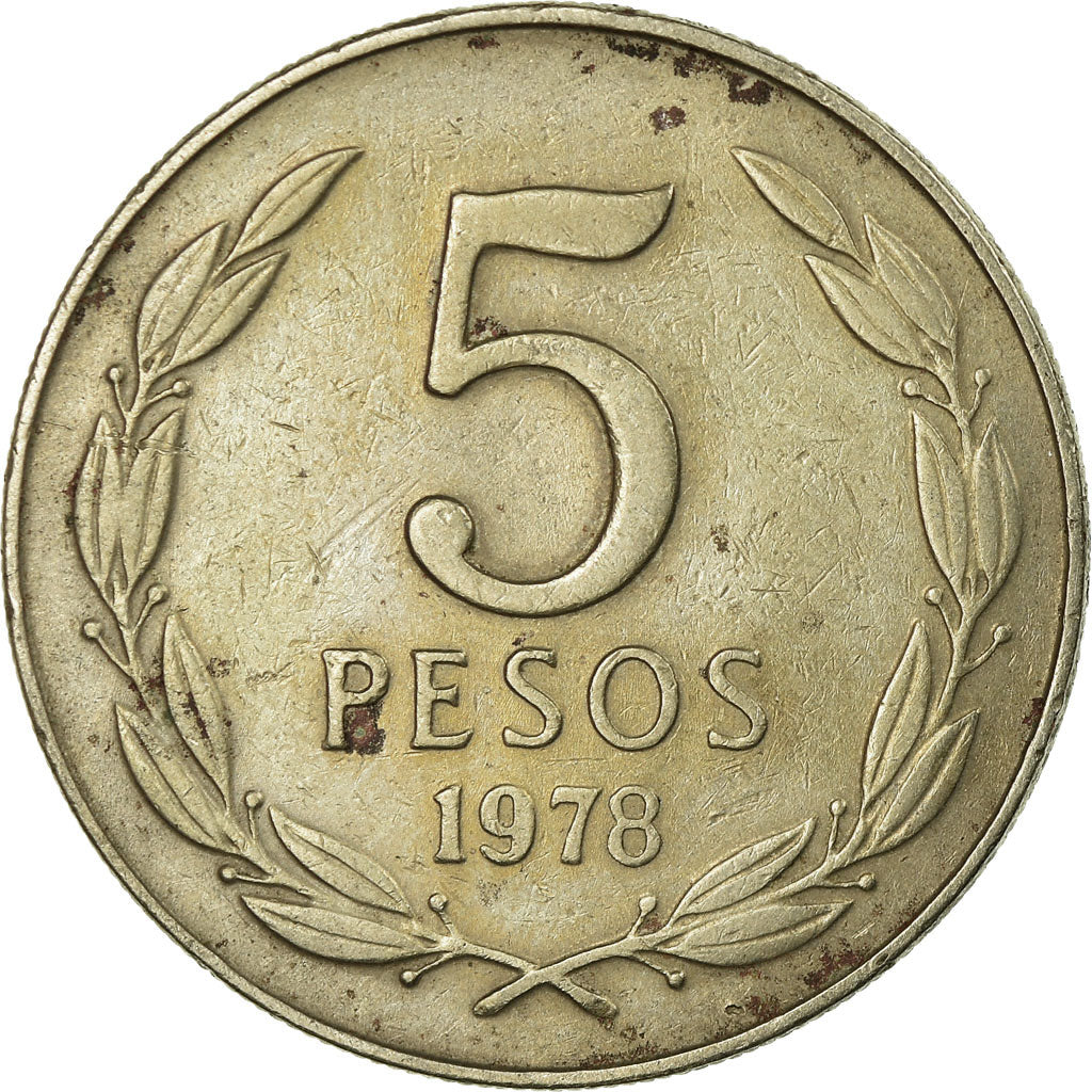 Moneda, Chile, 5 Pesos, 1978, MBC, Cobre - níquel, KM:209