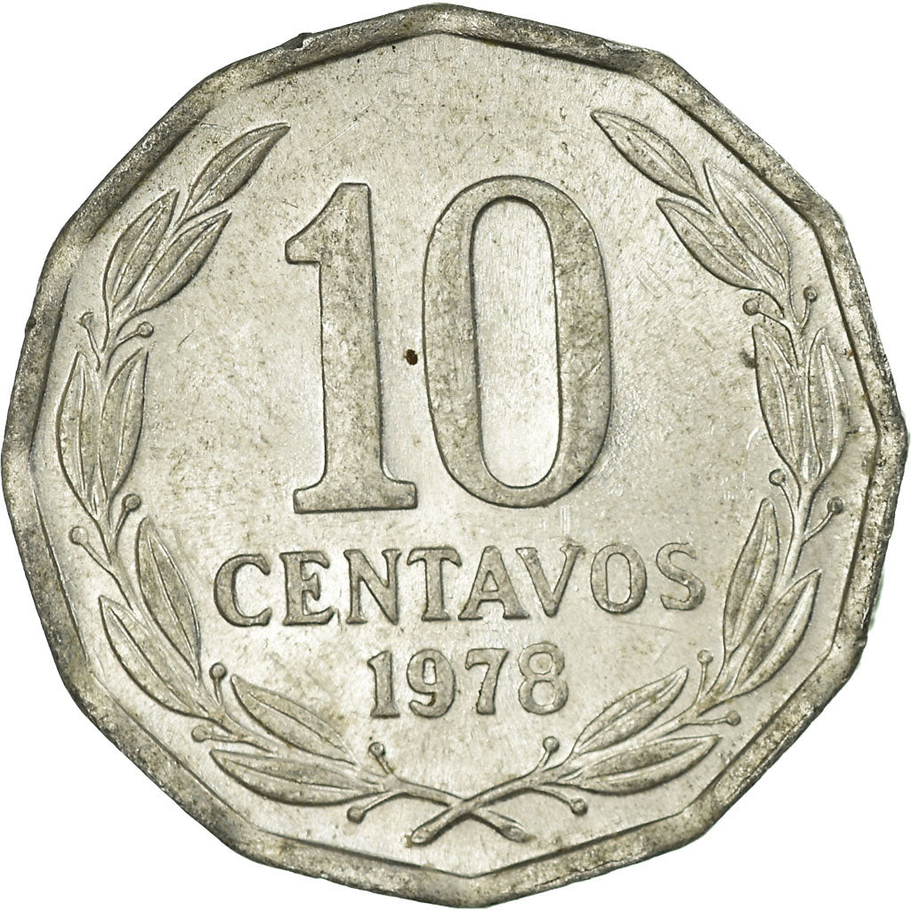 Moneda, Chile, 10 Centavos, 1978, MBC, Aluminio, KM:205a
