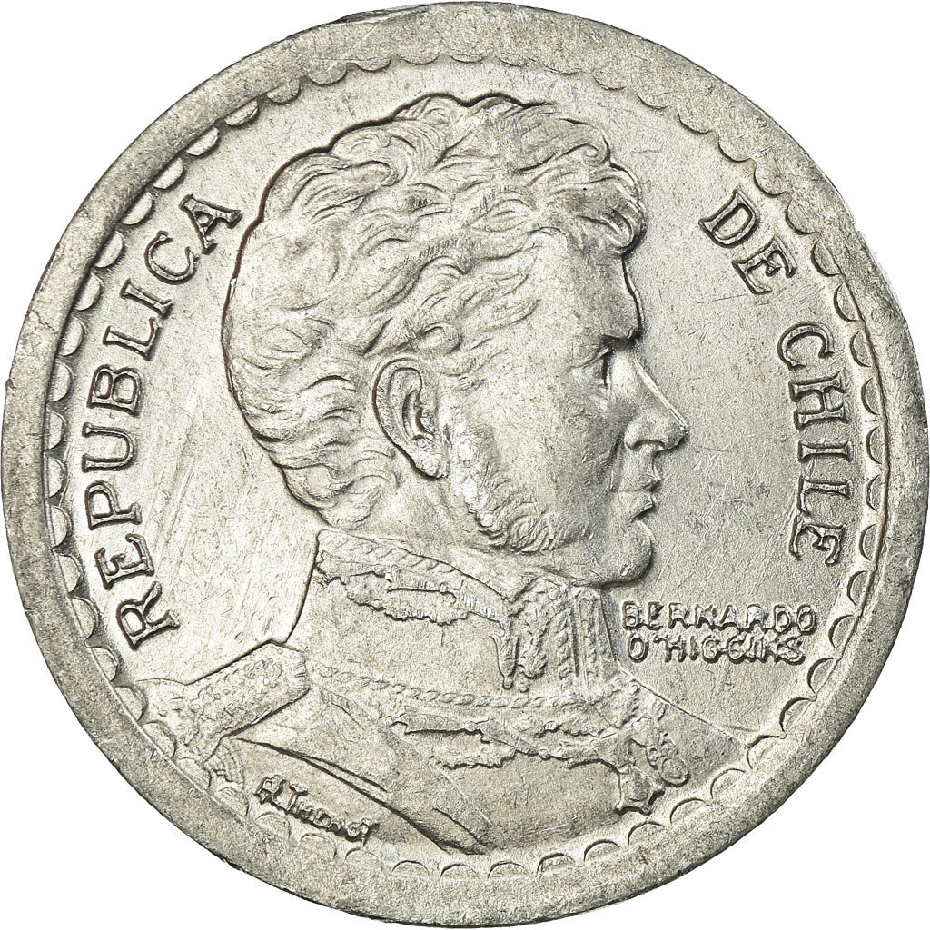 Coin, Chile, Peso, 1954, AU(55-58), Aluminum, KM:179a