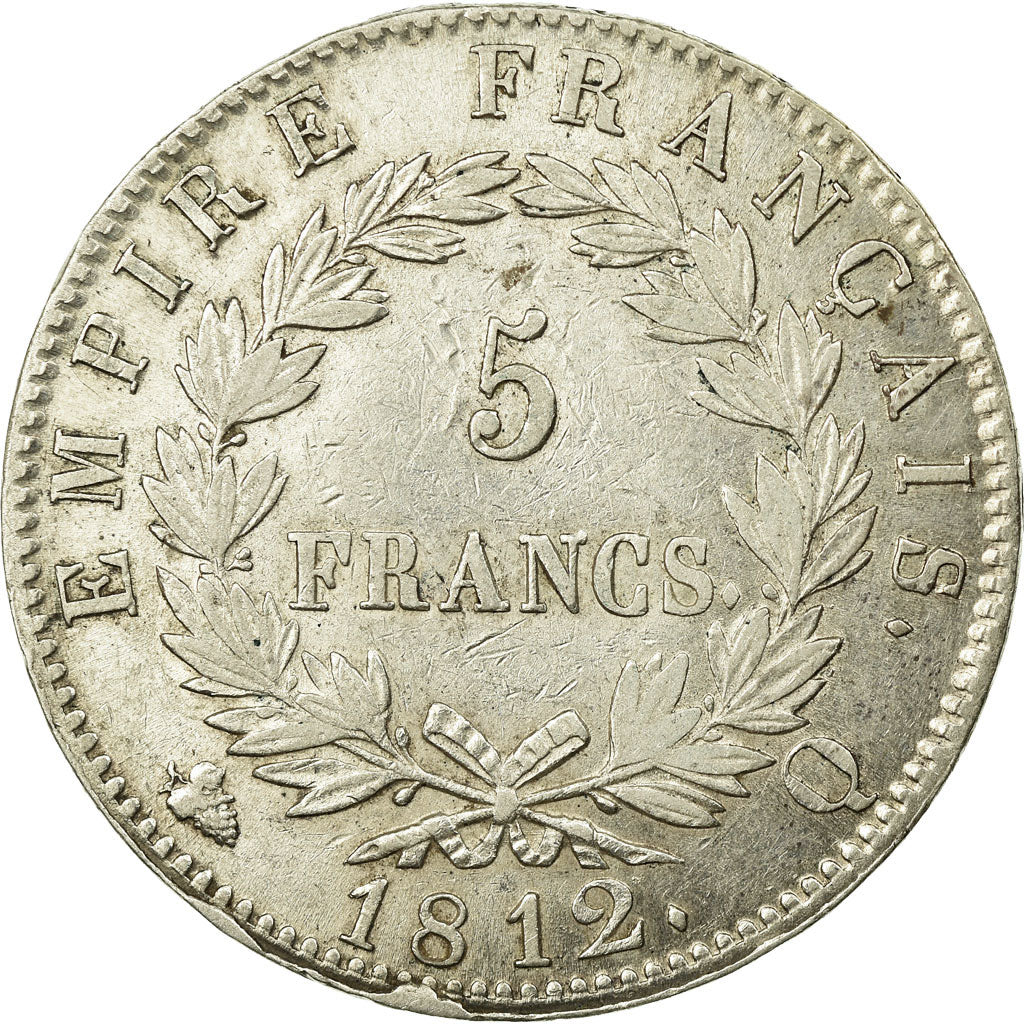 Monnaie, France, Napoléon I, 5 Francs, 1812, Perpignan, TTB+, Argent