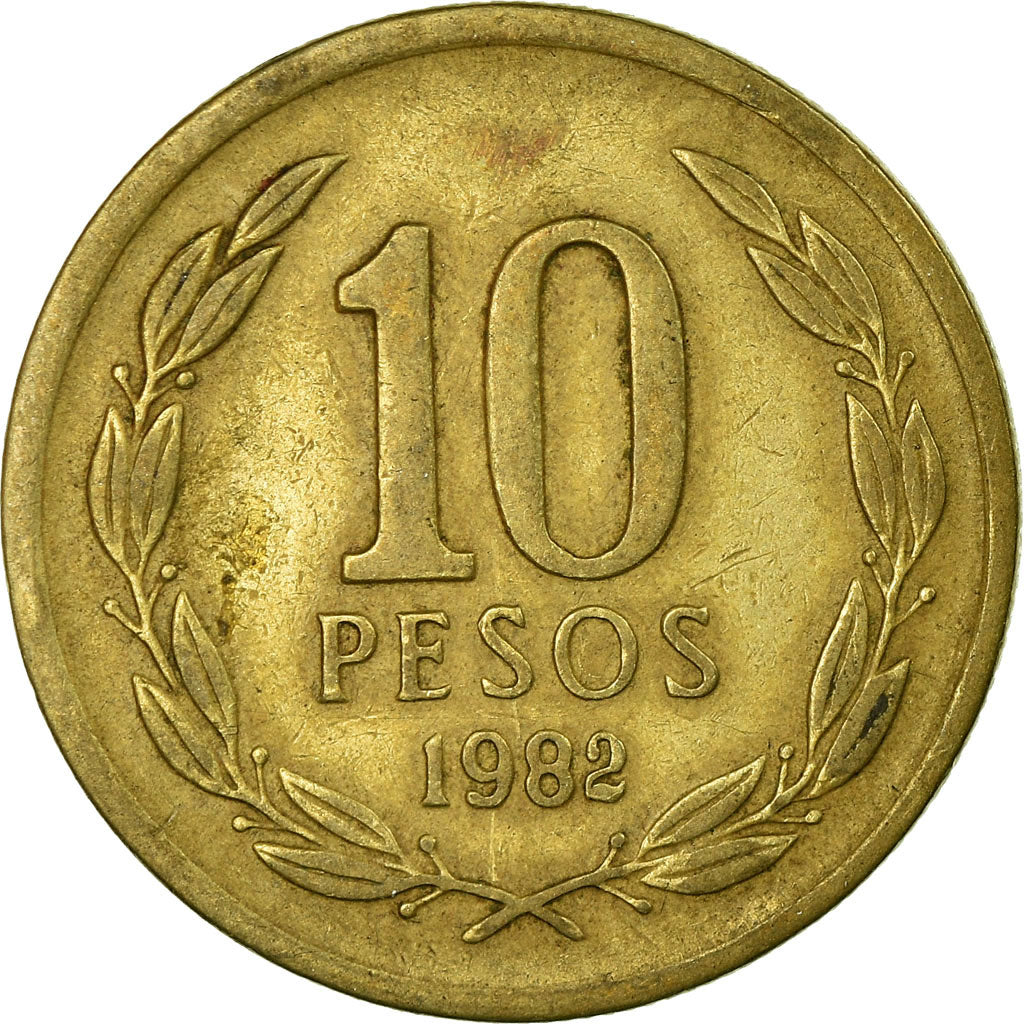 Coin, Chile, 10 Pesos, 1982, Santiago, EF(40-45), Aluminum-Bronze, KM:218.1