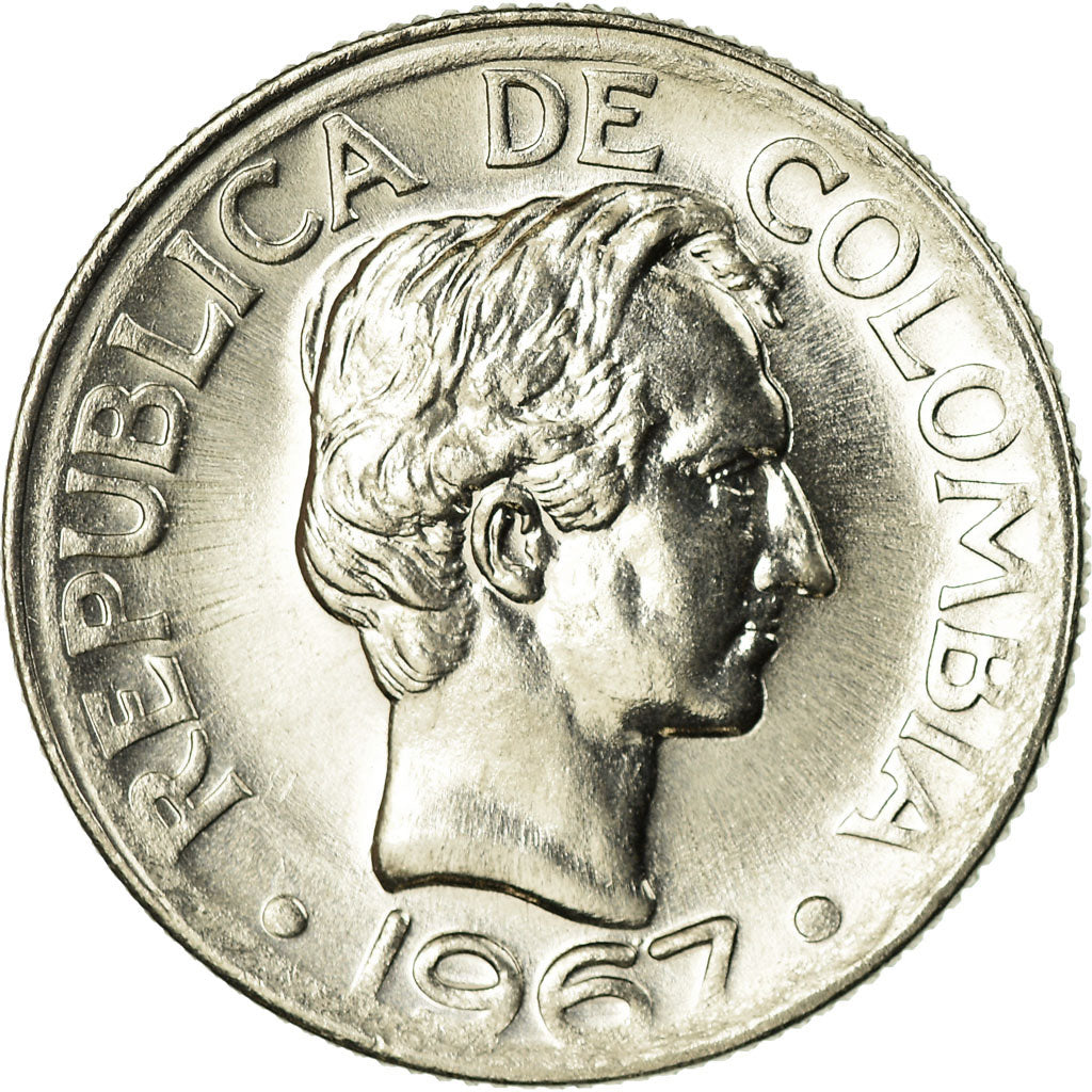 Coin, Colombia, 20 Centavos, 1967, AU(55-58), Nickel Clad Steel, KM:227