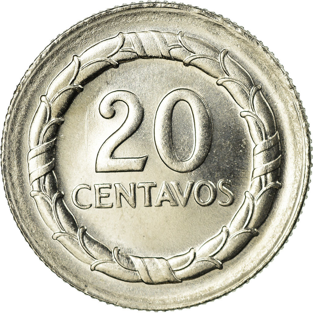 Coin, Colombia, 20 Centavos, 1967, AU(55-58), Nickel Clad Steel, KM:227