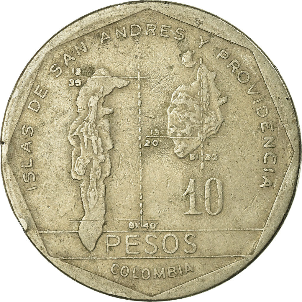 Moneda, Colombia, 10 Pesos, 1981, MBC, Cobre - níquel - cinc, KM:270