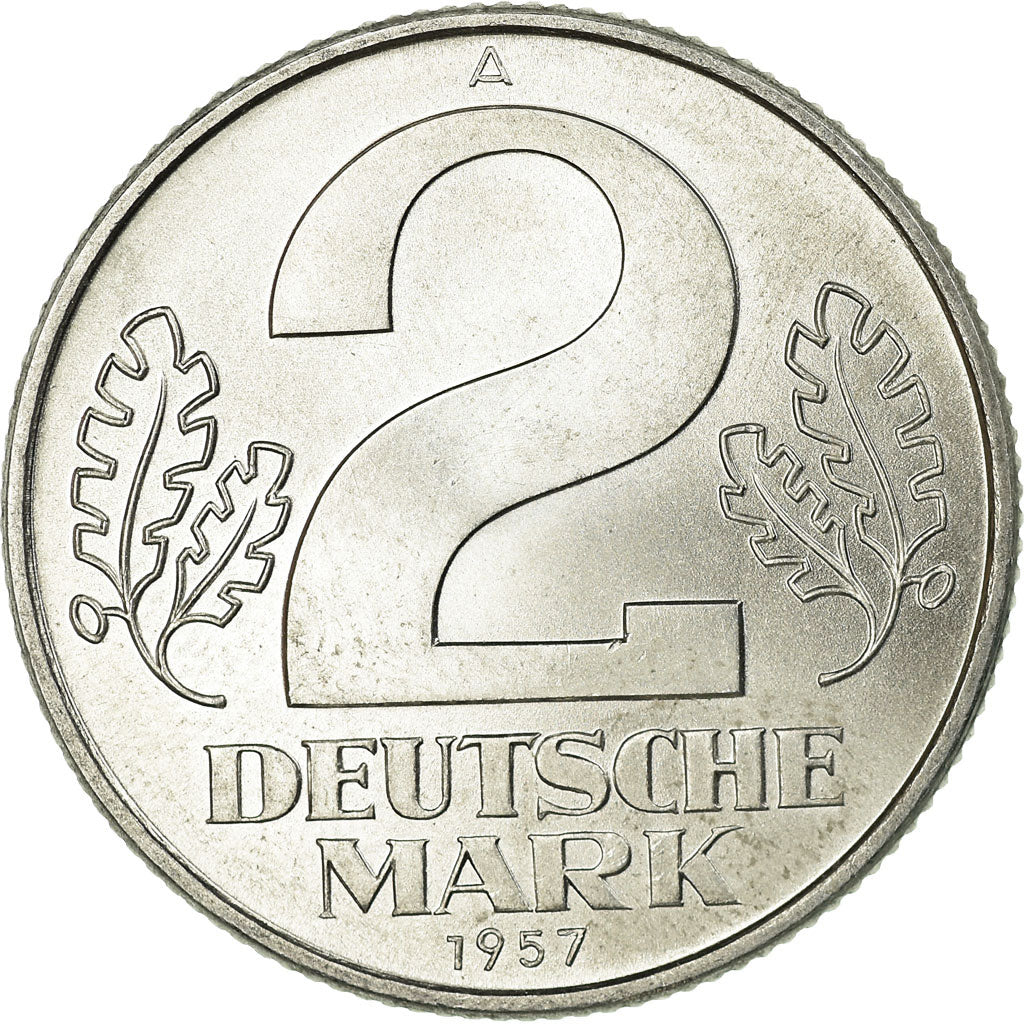 Coin, GERMAN-DEMOCRATIC REPUBLIC, 2 Mark, 1957, Berlin, AU(55-58), Aluminum