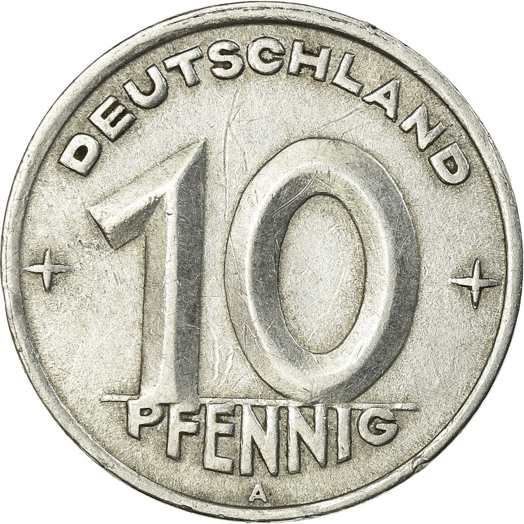 Coin, GERMAN-DEMOCRATIC REPUBLIC, 10 Pfennig, 1949, Berlin, EF(40-45), Aluminum