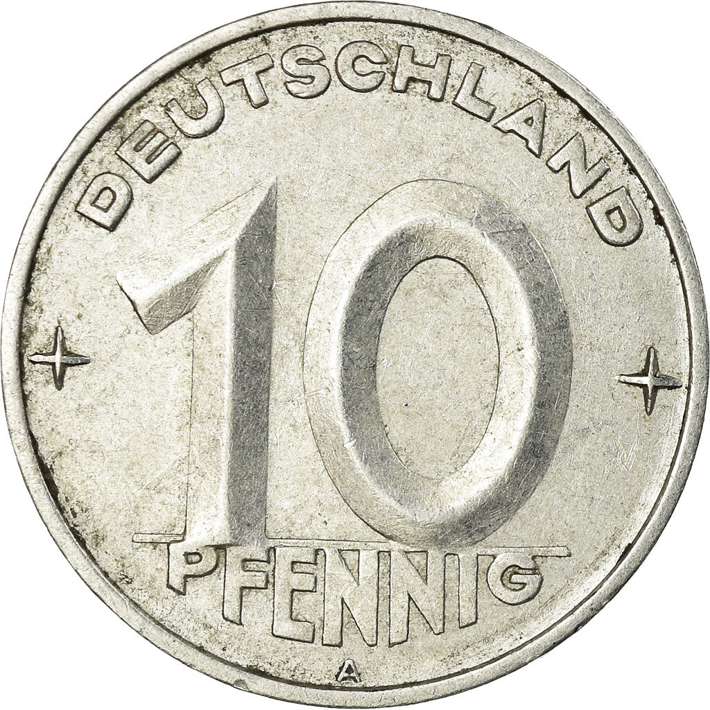 Coin, GERMAN-DEMOCRATIC REPUBLIC, 10 Pfennig, 1952, Berlin, EF(40-45), Aluminum