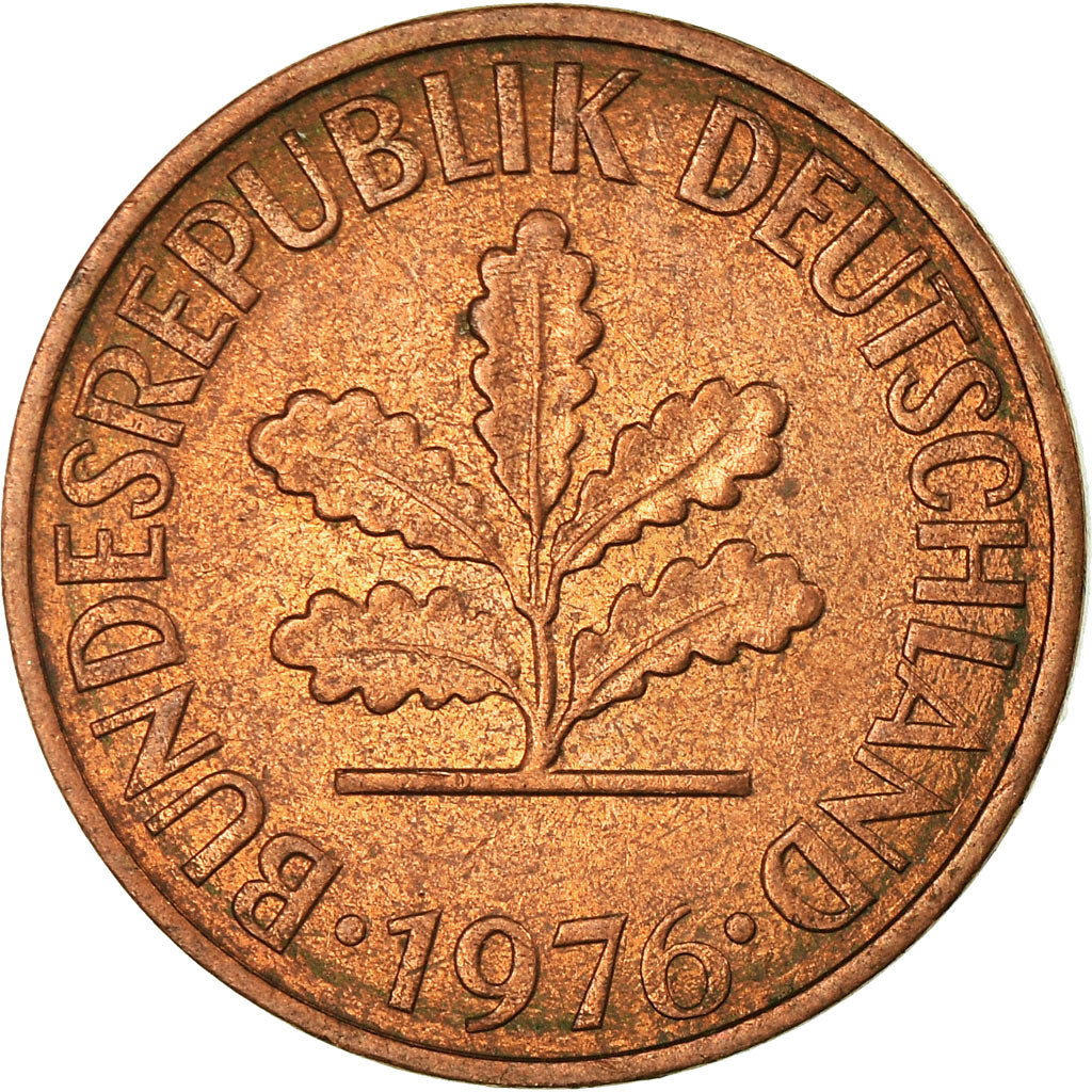 Coin, GERMANY - FEDERAL REPUBLIC, 2 Pfennig, 1976, Munich, EF(40-45), Copper