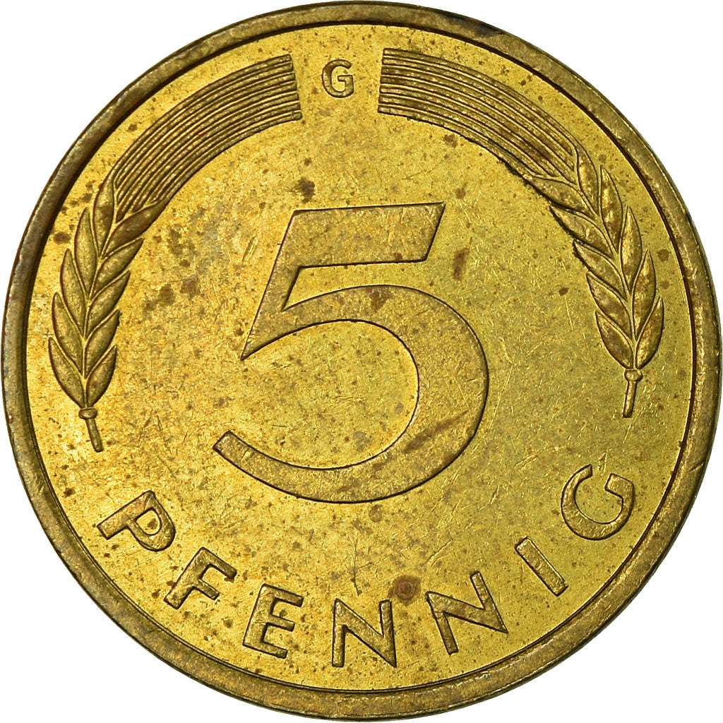 Monnaie, République fédérale allemande, 5 Pfennig, 1977, Karlsruhe, TTB