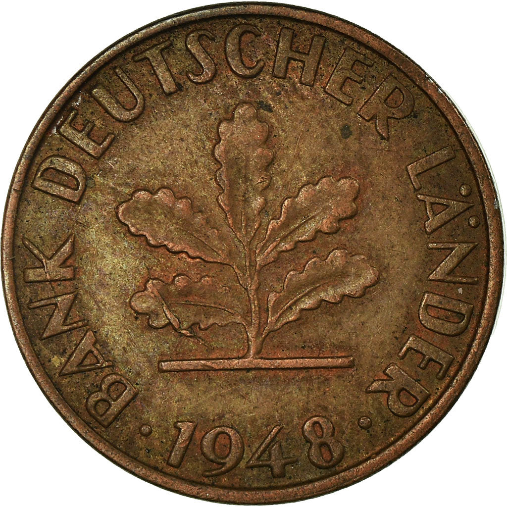 Coin, GERMANY - FEDERAL REPUBLIC, Pfennig, 1948, Stuttgart, EF(40-45), Copper