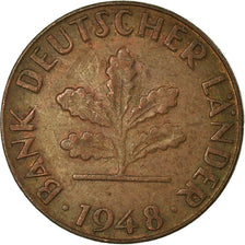 Moneta, GERMANIA - REPUBBLICA FEDERALE, Pfennig, 1948, Karlsruhe, BB, Acciaio
