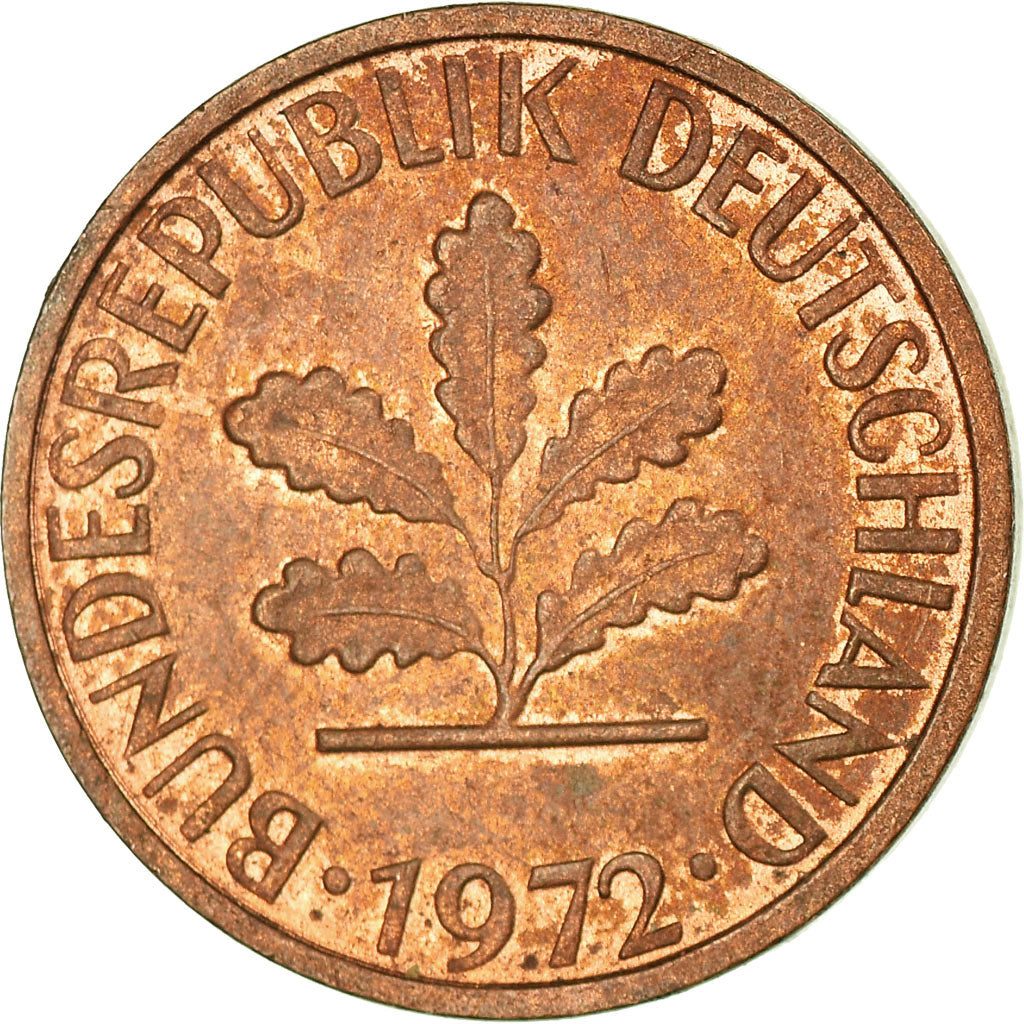 Monnaie, République fédérale allemande, Pfennig, 1972, Stuttgart, TTB, Copper