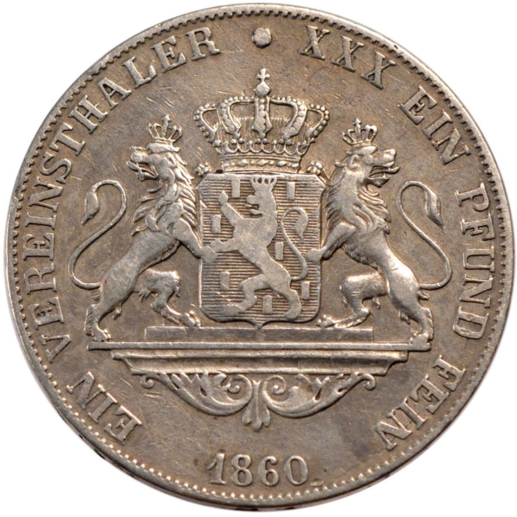GERMAN STATES, Thaler, Krone, 1860, Wiesbaden, KM #75, EF(40-45), Silver, 18.27