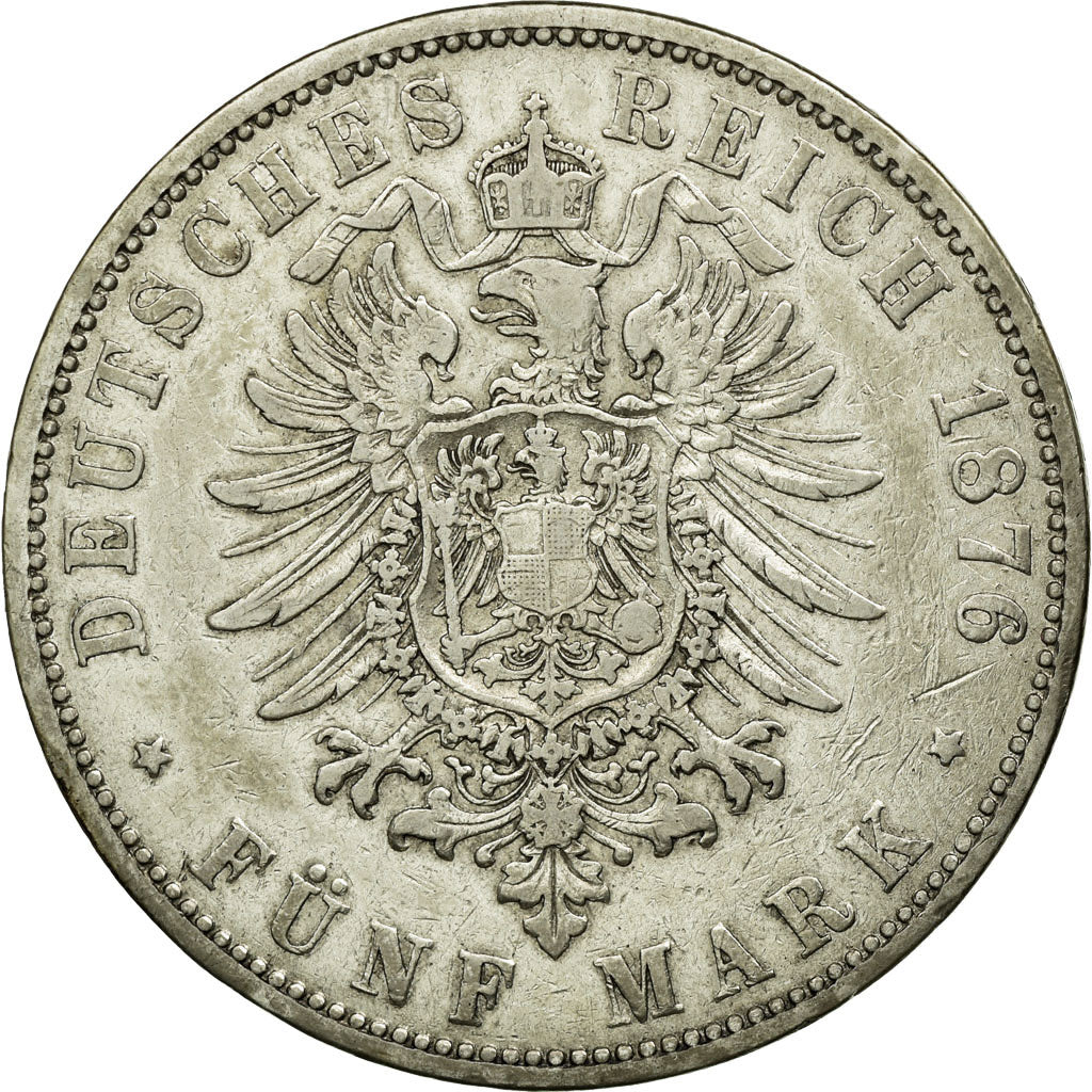 Coin, German States, HAMBURG, 5 Mark, 1876, EF(40-45), Silver, KM:598