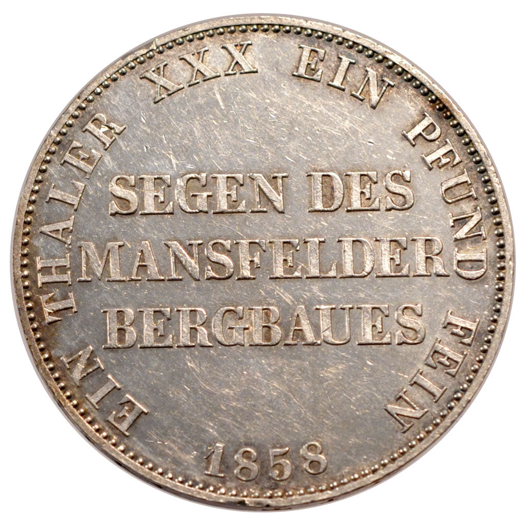 GERMAN STATES, Thaler, 1858, Berlin, KM #472, AU(50-53), Silver, 18.50