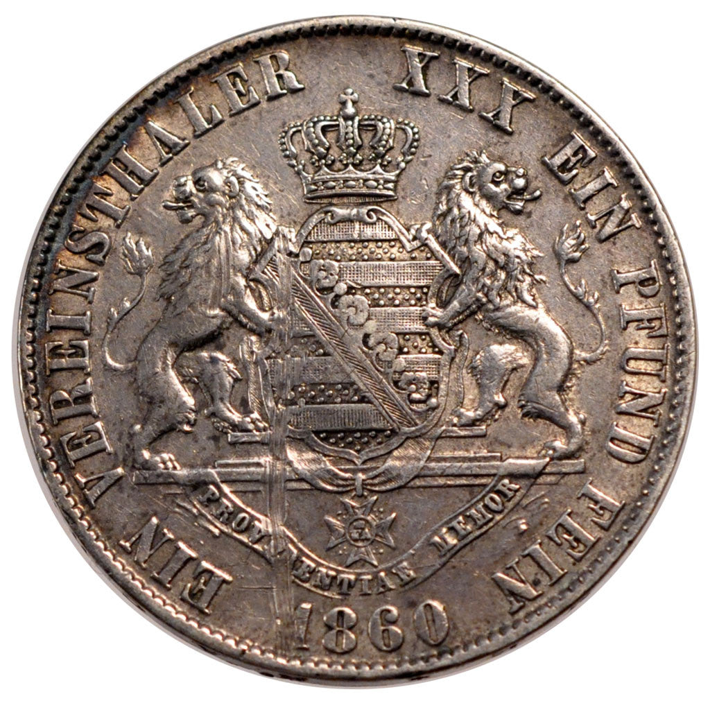 GERMAN STATES, Thaler, 1860, KM #1210, AU(50-53), Silver, 18.47