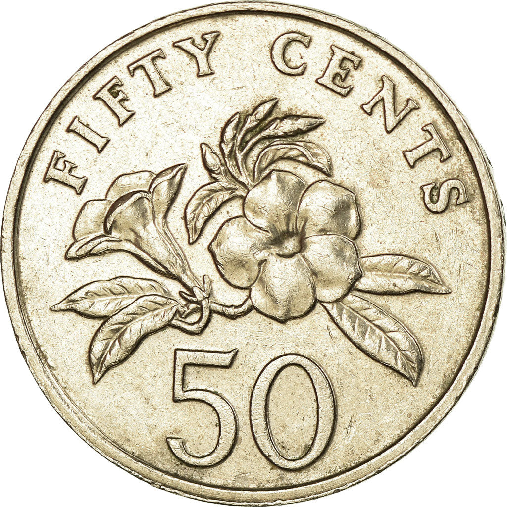 Coin, Singapore, 50 Cents, 1993, Singapore Mint, EF(40-45), Copper-nickel